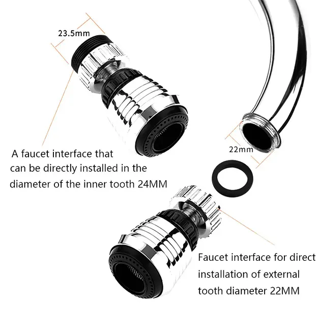 ZhangJi 360 Degree Kitchen Faucet Aerator 2 Modes Adjustable Water Filter Diffuser Water Saving Nozzle Faucet Connector Shower 4