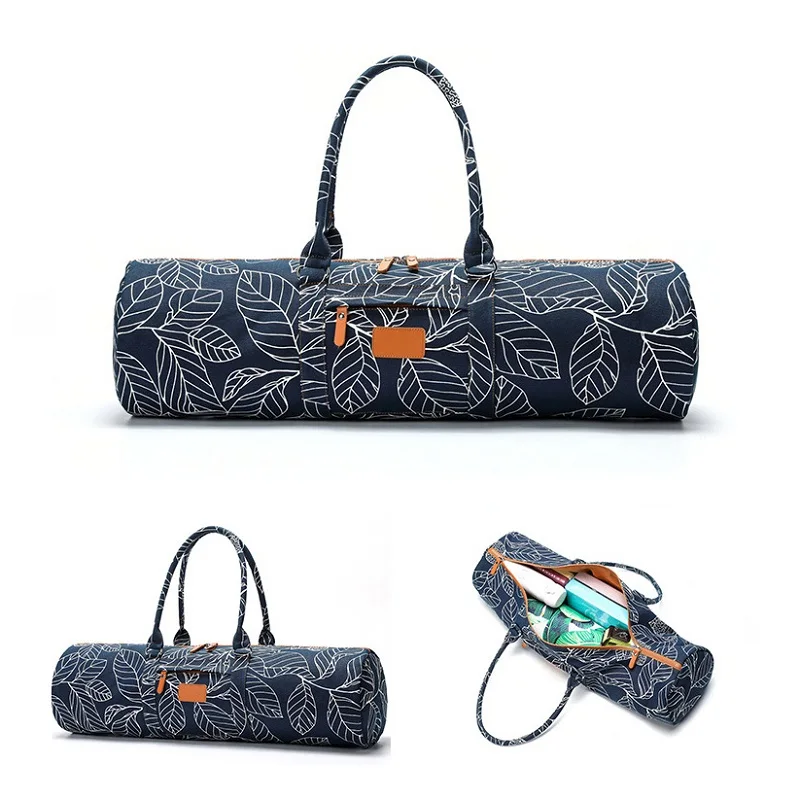 Canvas Yoga Backpack Big Capacity Yoga Bag Portable Gym Mat Bag Travl Bag Single Shoulder Fitness Bag with Side Pockets