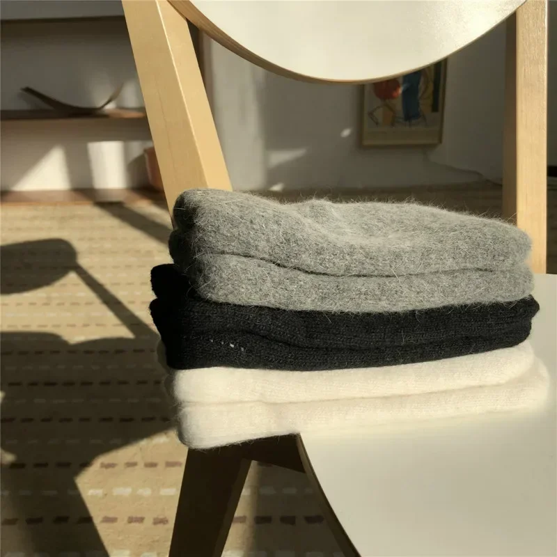 Double-layer Rabbit Hair Gloves Women Winter Korean Solid Color All Fingers Girls Mittens full finger gloves,warm gloves