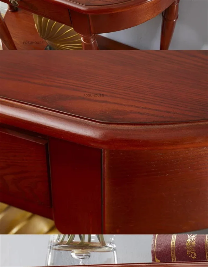 European Retro Console Tables for Living Room Hotel Corridor Table Entrance Furniture Simple Designer Solid Wood Entryways Table