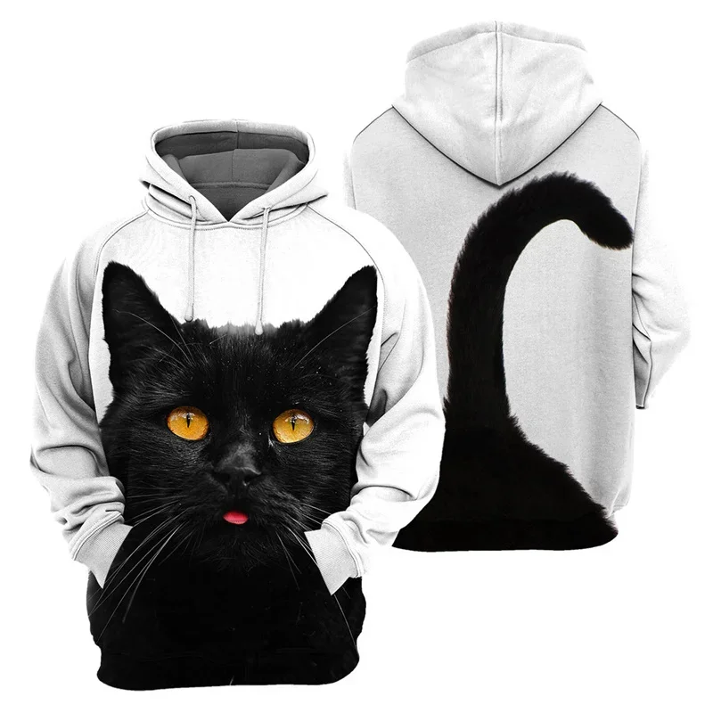 thumbnail image 1 of Sudadera con capucha con estampado de gato bonito para hombres, sudadera con estampado 3D de animales domésticos, suéteres casuales de calle para niños, camisetas de manga larga de gran tamaño, 1 of 4