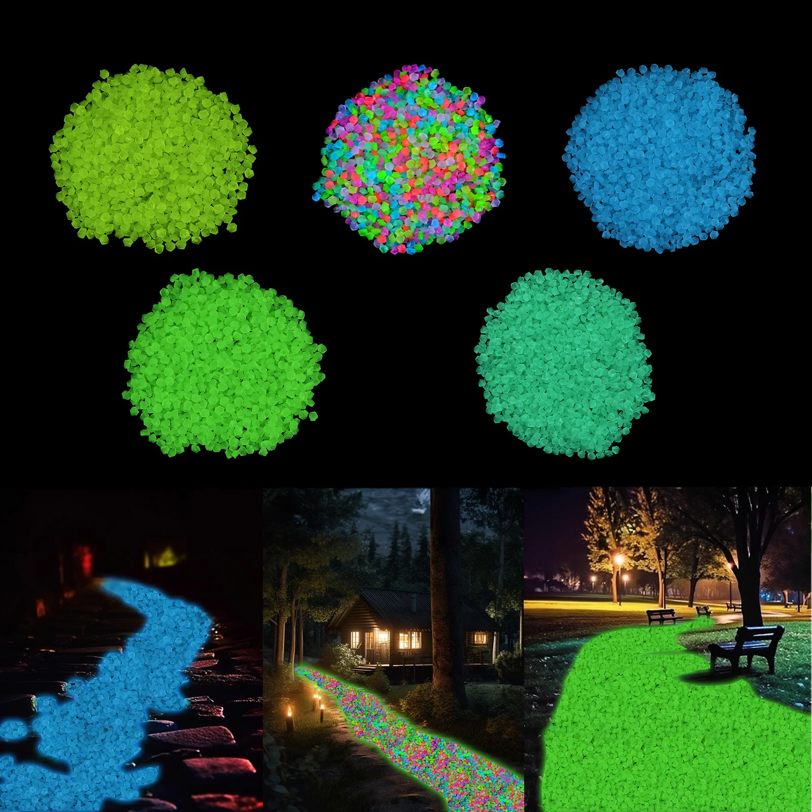 Luminous Sand Glow In Dark Pebbles Stone Home Garden Outdoor Path Lawn Fish Tank Aquarium Decor 1000pcs/Bag 3-5mm