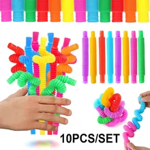 

10 Pack Stretchy Tubes Fidget Toy Fine Motor Skills Toddler Baby Toys for Sensory Children Learning Games Adult Antistress Game