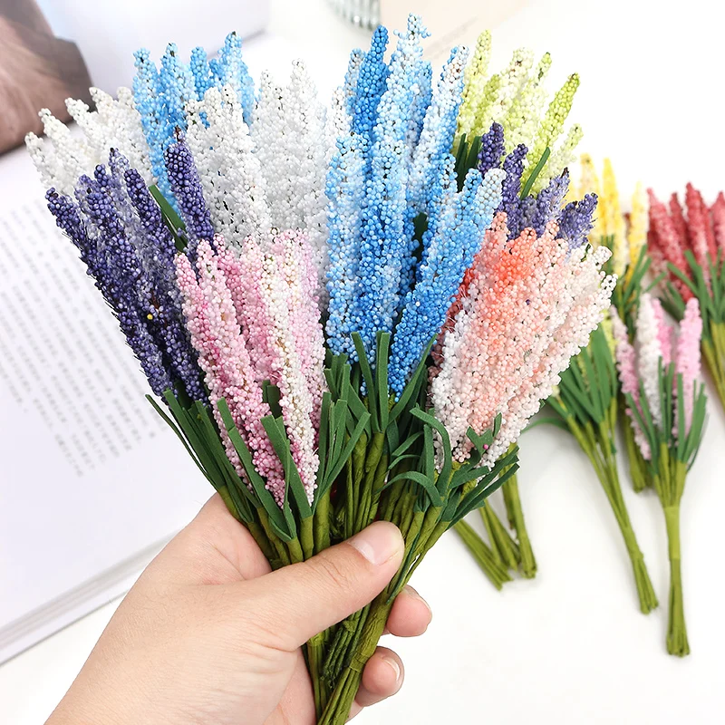 Lavender Artificial Flowers Bouquet PE Foam Fake Flowers For Vase Home Room Decor DIY Wreath Wedding Decorations 10PCs/lot artificial plants artificial flowers artificial flower bouquet artificial flower
