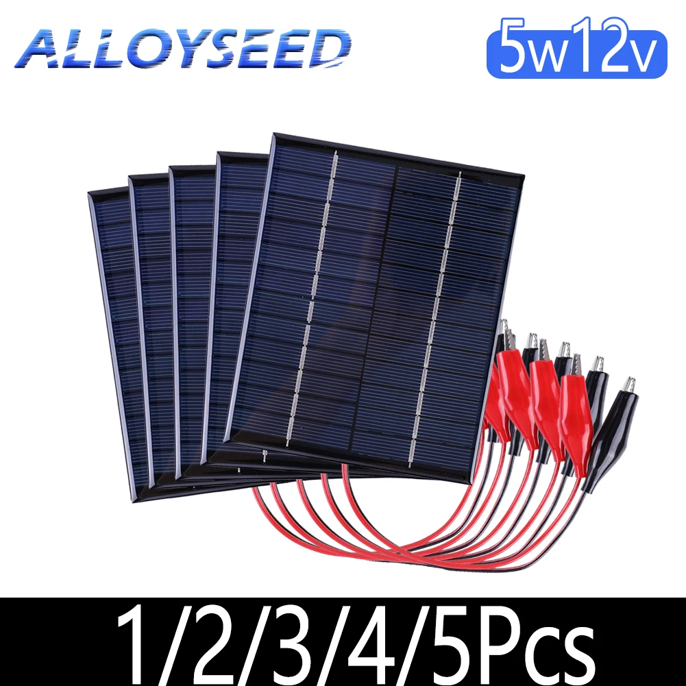 Solar Panel 5W 12V Portable Solar Charger Outdoor Waterproof For 9-12V Battery Charging
