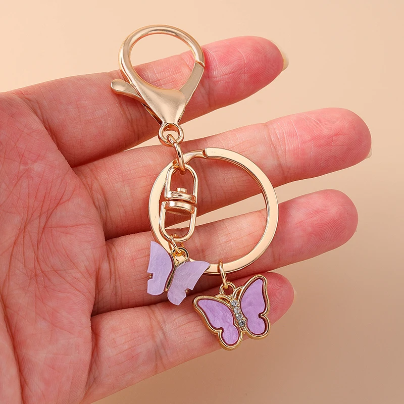 Mode Tier Schmetterling Schlüssel bund für Auto Schlüssel halter Frauen Männer Handtasche Anhänger Schlüssel ring Zubehör DIY Schmuck Geschenke – Detail 3
