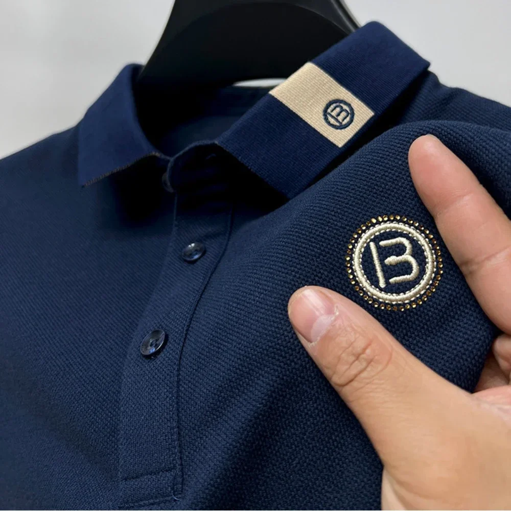Brand Embroidery 100% Cotton Men's Polo Shirts Lapel Fashion 2024 Summer Handsome Men Clothing Trend Casual High Quality T-shirt