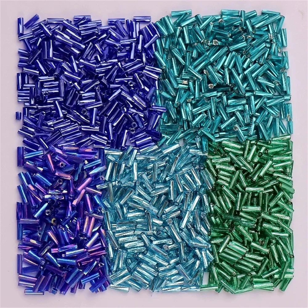 Glass Beads 300Pcs 11/0 Tube Bead 2x6mm Twist Bugles Glass Beads Helical Seedbeads For DIY Bracelet Jewelry Dress Making Garments Accessory