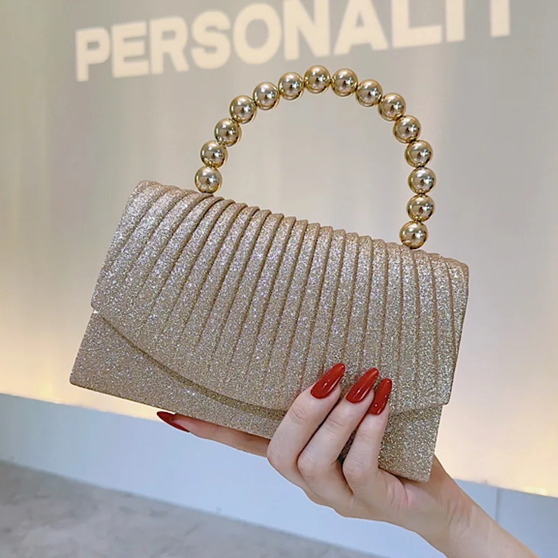 Women's Luxury Beaded Clutch with Flap Design High-Quality Evening Bag for Wedding and Dinner Event