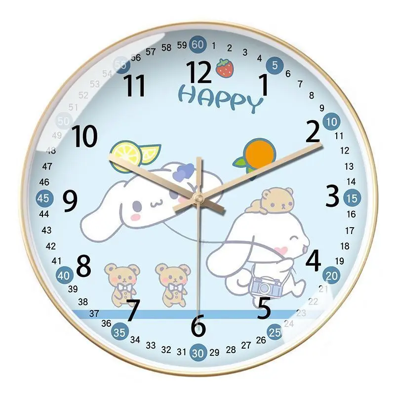 thumbnail image 1 of Reloj de pared con orejas grandes de Hello kitty, reloj de pared con diseño de perro, canela, cuarzo súper silencioso, radio de tiempo Sanrio, creativo, 1 of 5