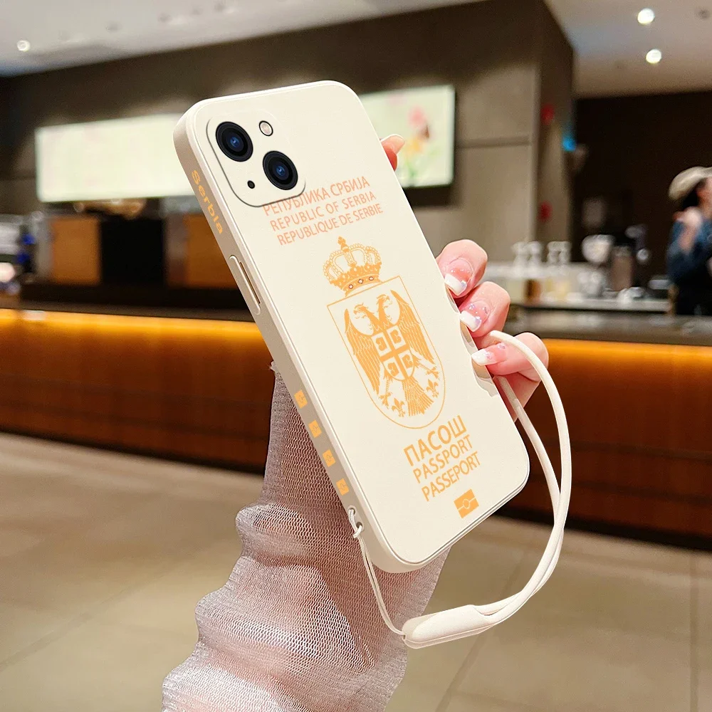 thumbnail image 1 of Funda de silicona con correa de mano para teléfono móvil, cubierta de pasaporte de Serbia para iPhone 15 14 13 12 11 Pro Max Mini X XR XS MAX SE20 8 7 Plus, 1 of 5