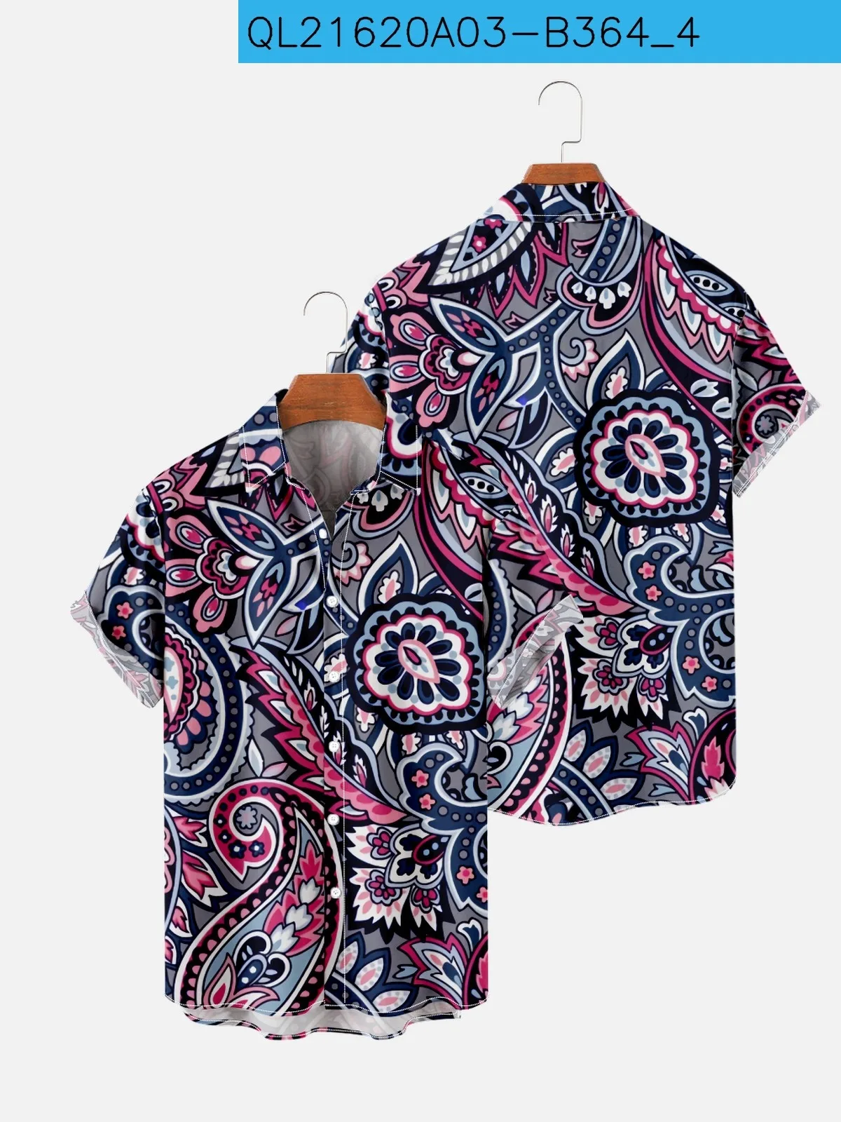 

Hot Sale Hawaiian Men's Shirt Paisley Pattern Vintage Style y2k Emo Clothing Retro Cool 3D Print Button Shirt