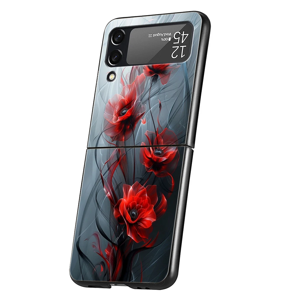 Kirschblüten-harte PC-Handyhülle für Samsung Galaxy Z Flip 5 4 3, schwarze Abdeckung für Galaxy Z Flip 6, faltbare, stoßfeste Hüllen-Tasche – Detail 6