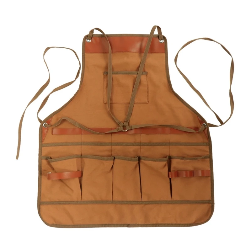 

Cooking Chef Apron Multi-Pockets BBQ Kitchen Work Apron Gardening Overalls Apron