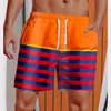 3D Printed Striped Flame Beach Shorts Men's Splicing Grid Pattern Board Shorts Summer Drawstring Breathable Hawaiian Swim Trunks 5