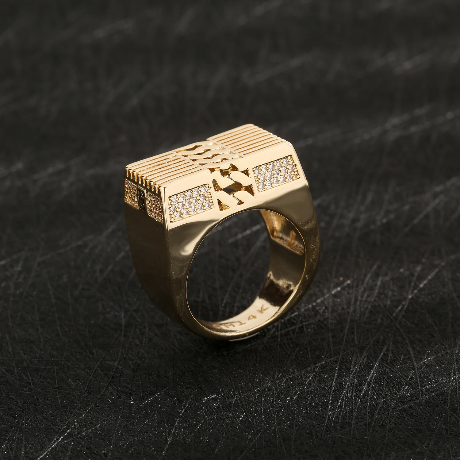 Cuban ring, elegant line decoration, men's 14K brass ring, noble, simple and low-key business men's gift for father and leader