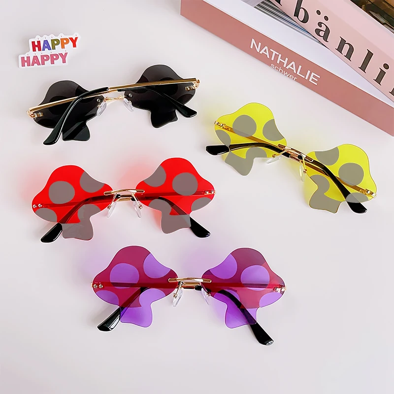 Women Girls Mushroom Euro American Style Rimless Sunglasses Adult Personalized Fashion Glasses Female Sunscreen UV400 Sunglasses 4