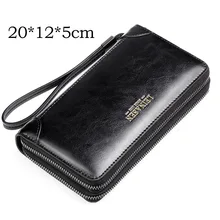  Men Long Wallet Men Double Zipper Coin Pocket Male Wallet Purse Casual Business Card Holder Vintage Large Wallet Male Clutch Bag 