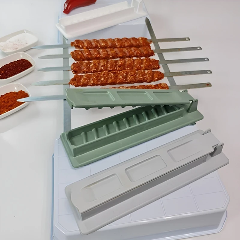 Kebab maker barbecue skewers bbq grilling accessories single row kebab maker bbq meat skewer machine kebab press maker reusable plastic bbq skewer preparation BBQ tools