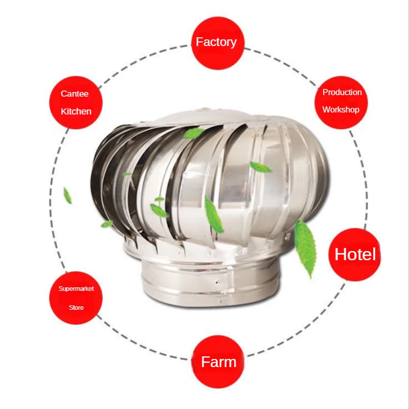 110mm-600mm Roof Ventilation Fan Pipefit 304 Stainless Steel Roof Ventilator Wind Turbine Air Vent Attic Ventilator