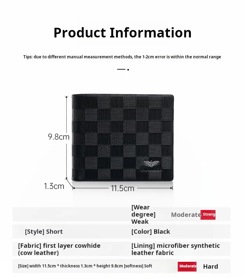 FALAMAONE Men's Wallet Purse Cowhide Genuine Leather Material Fashion Luxury Designer Gifts for Husband and Boyfriend QB1521