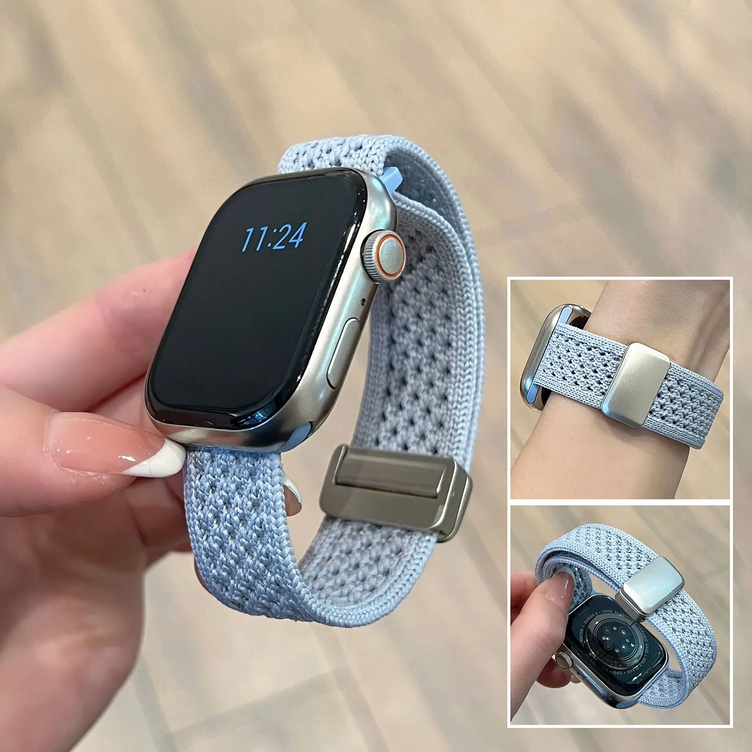 Atmungsaktives Nylonarmband für Apple Watch 44-mm-Armband Ultra 49 mm S10 46 mm 42 mm 45 mm 40 mm 41 mm 38 mm Hundert-Armbänder für IWatch-Serie – Detail 7