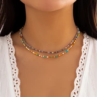 Lacteo Bohemia Multicolour Acrylic Seed Beads Necklace Women Handmade Strand Beads Choker Short Neck Chain Simple Jewelry Party - Image 4