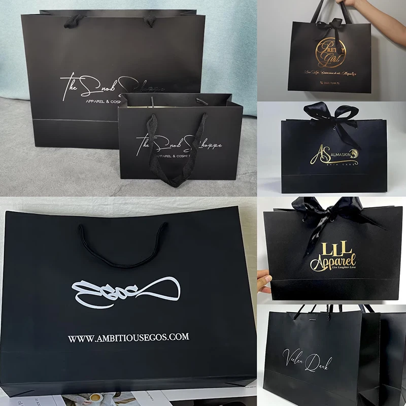 10 Pcs Custom Logo Gift Paper Package Bag For Small Business Wedding Favors Valentines Day Gifts Bag Personization Package Bags