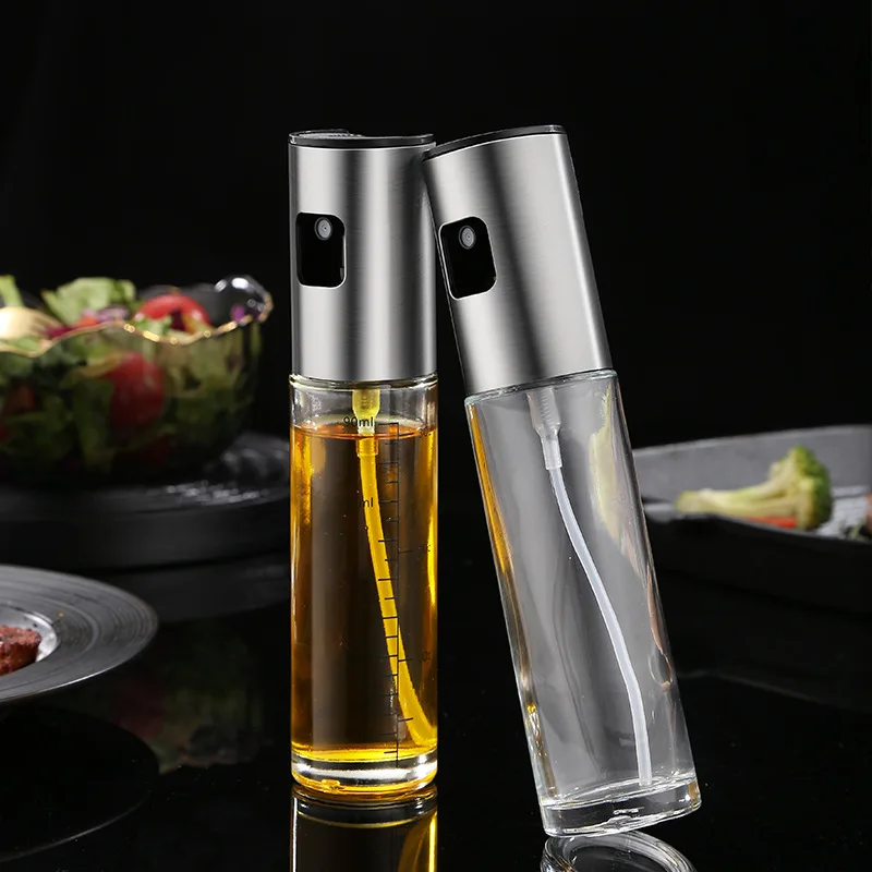 100ML Oil Spray Bottle ABS Press Type Kitchen Household Air Fryer Olive Spray Divine Appliance Barbecue Glass Oil Dispenser