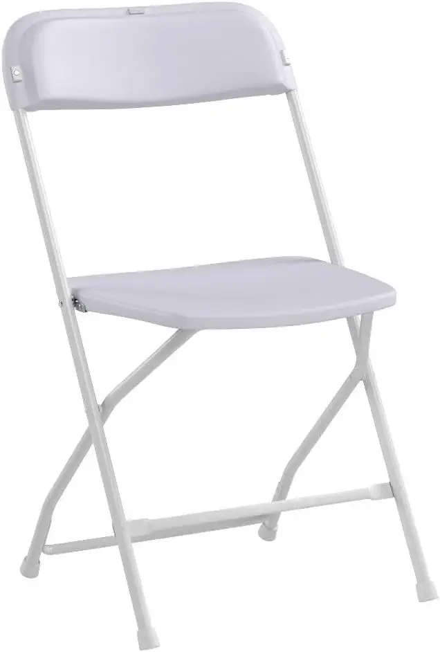 NEW 10 Pack White Plastic Folding Chair, Indoor Outdoor Portable Stackable Commercial Seat with Steel Frame 350lb. Capacity 5