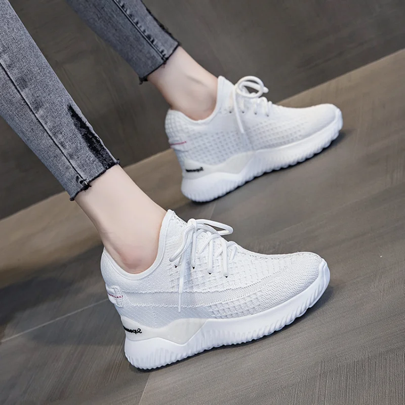 

Spring And Autumn New Fashion Mesh Surface Breathable Wear-resistant Increased Casual Sports Running Shoes Women's Sports Shoes