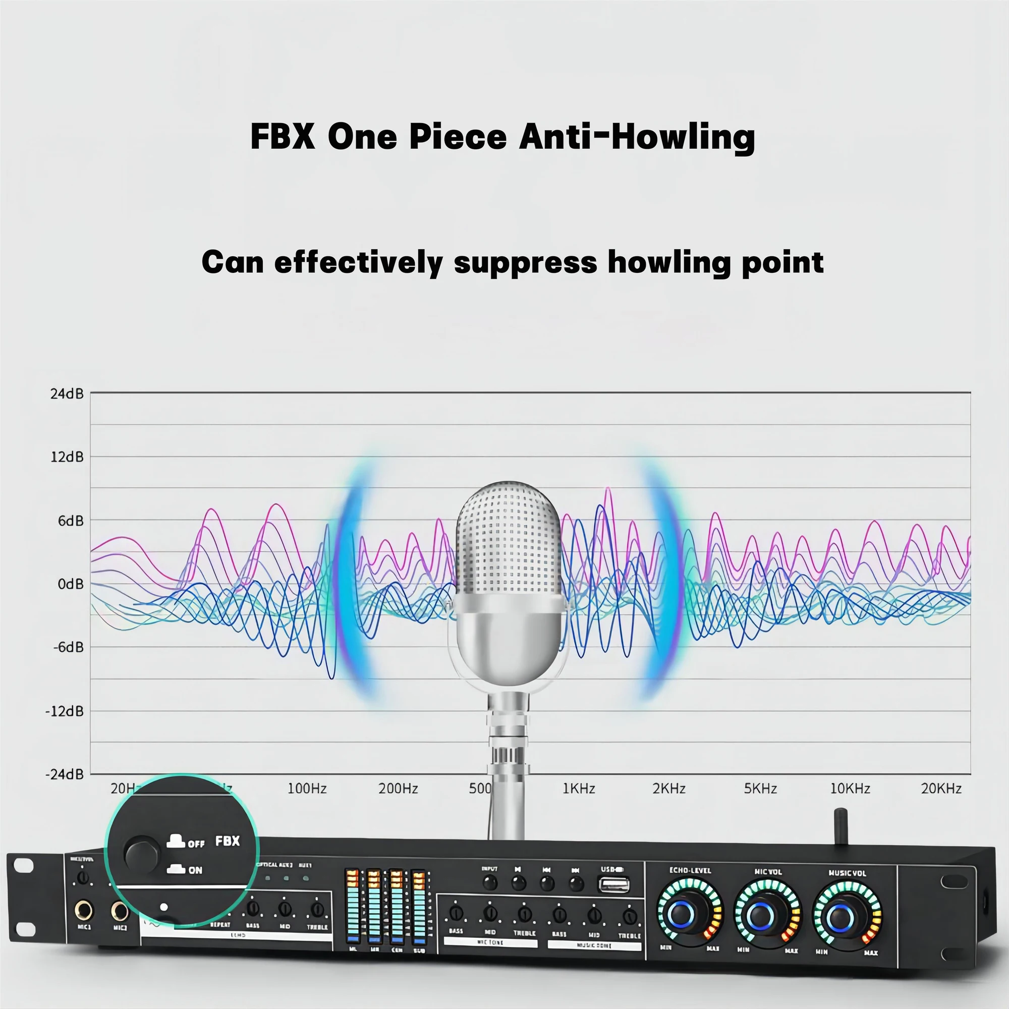 FX12 Karaoke Pre-effects KTV DSP Audio Processor Professional Digital Audio Echo Effect Anti Howling Processor With Bluetooth