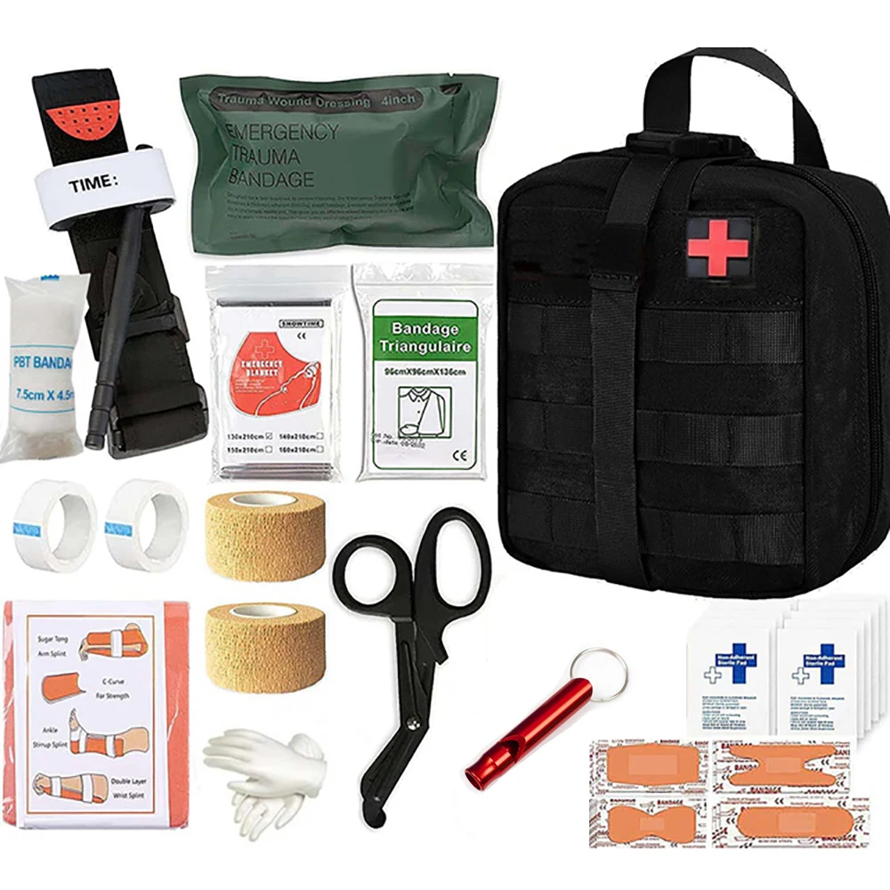 Outdoor Survival Gear Molle Bag Medical Emergency Survival First Aid Kit Tactical Tourniquet Israel Bandage Camping