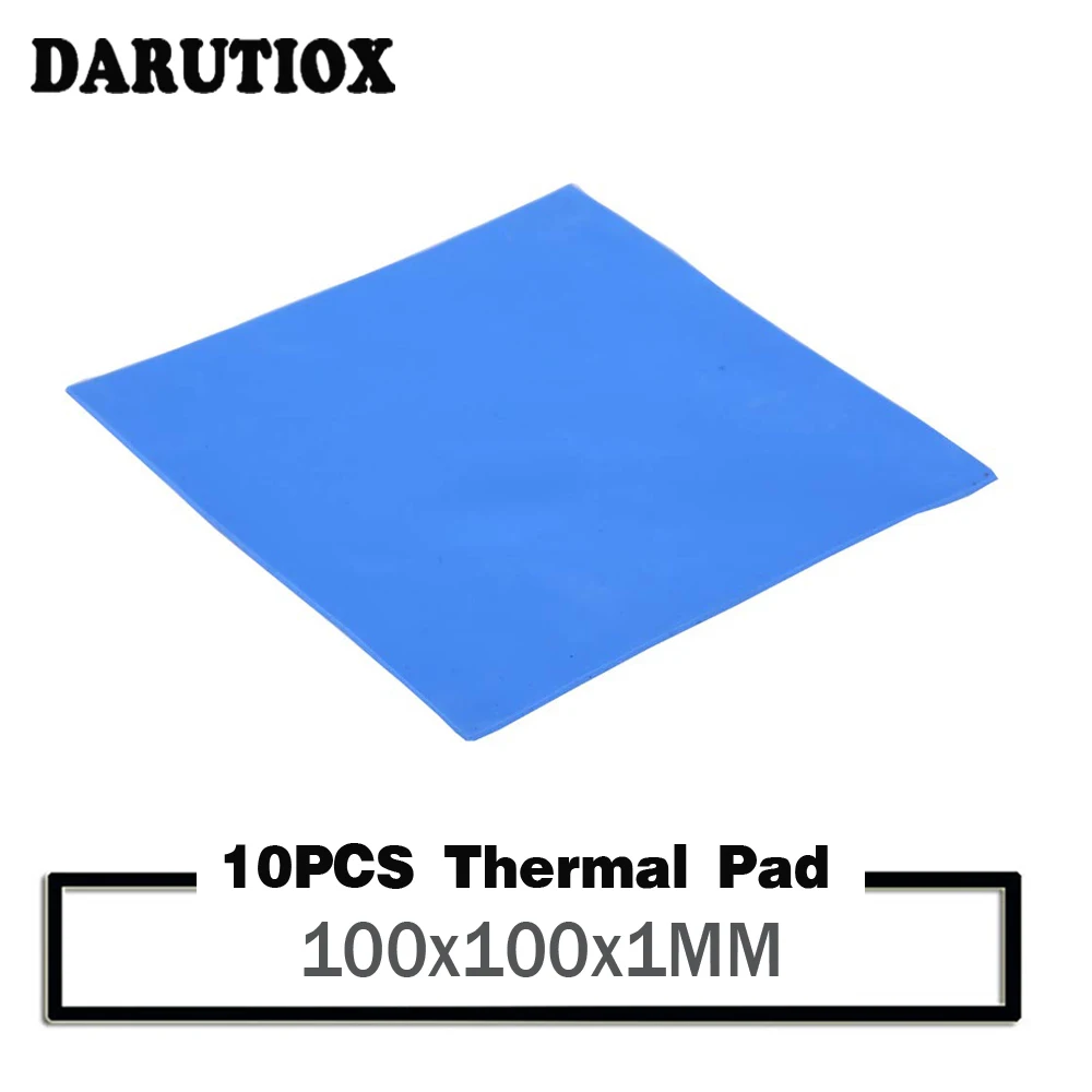 

10pcs Darutiox100x100x1mm Thermal Pad GPU CPU Heatsink Cooling Conductive Silicone Pad 100mm*100mm*1mm