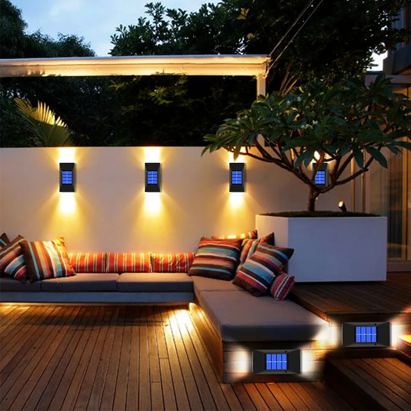 2 Packs of 6Led Square Solar Cooling and Warm Light Wall Lights, Lower Lighting Street Lights/Wall Lights, Solar Powered, Spotlight, Environmental Protection, Suitable for Outdoor Terraces, Swimming Pools, Balconies, Porchs, Fences, Garden Decorative Lighting