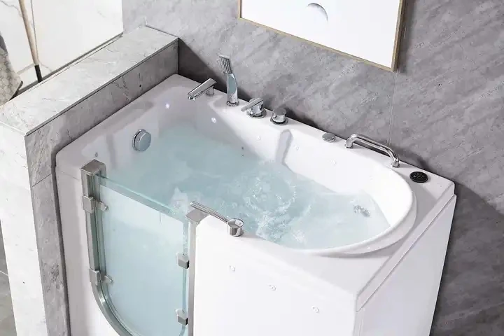 Hot selling acrylic walk-in bathtub with lights old people disabled person massage air bubble walk in bathtubs
