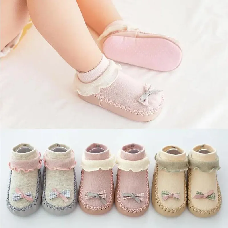 Fall Winter 0-2 Year Old Baby Socks Cute 3D Cartoon Doll Sock Warm Cute Socks Baby Girl Boy Sock Bow tie anti slip socks 2