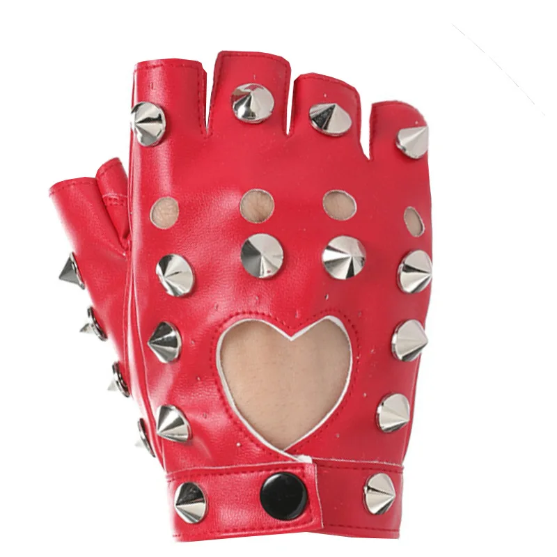 2024 Unisex Fingerless Driving PU Leather Gloves Motor Punk Rivet Spike Disco Dancing Girl Women Gothic Lolita Coaplay Gloves