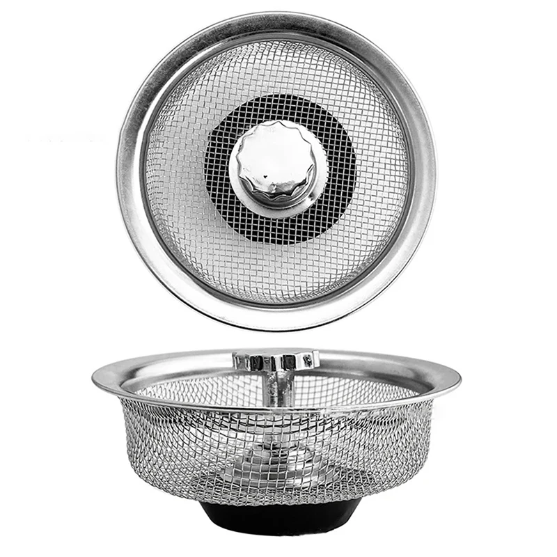 Kitchen Sink Strainer Stopper 2-in-1 Stainless Steel Strainer Filter Kitchen Sink Drain and Stopper 83mm Diameter