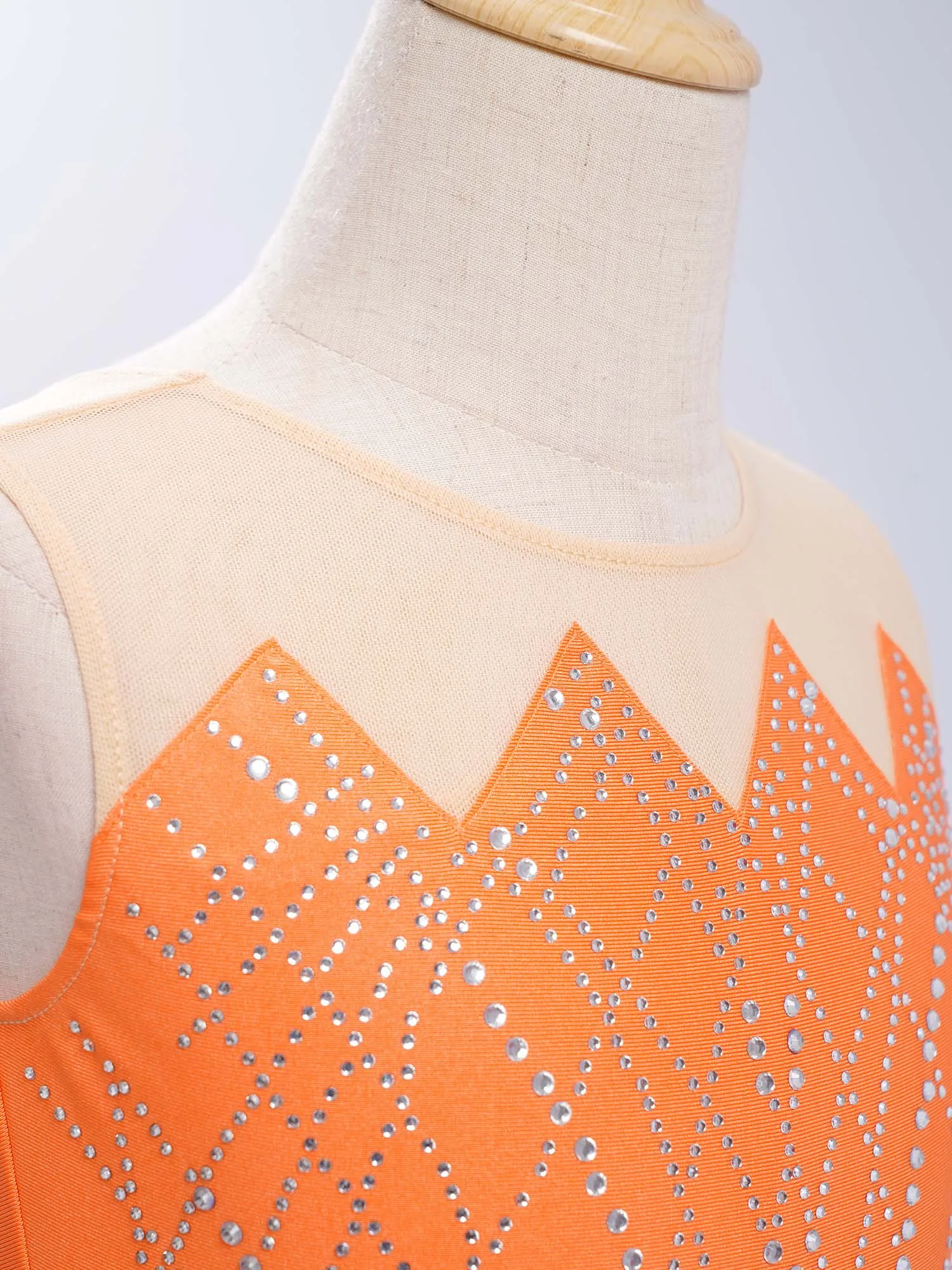Kinder Mädchen Ballett Kleid Eiskunstlauf Gymnastik Dancewear Rundhals Ärmellos Glänzende Strasssteine Tiered Rüschen Tutu Kleid – Detail 14