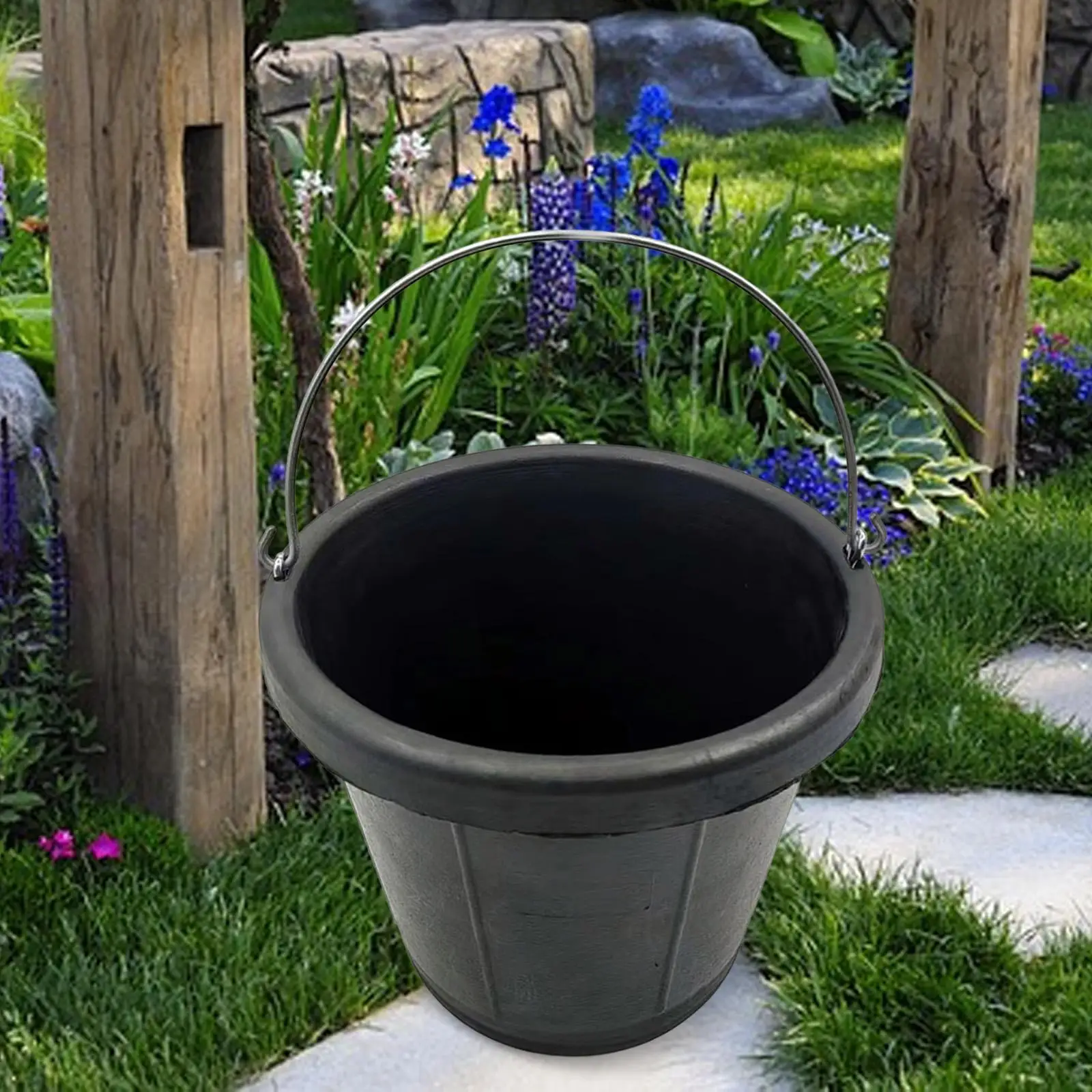 Rubber Feed Bucket Portable Water Storage Container with Handle for Horses Chickens Cattle Livestock Hay Feeder