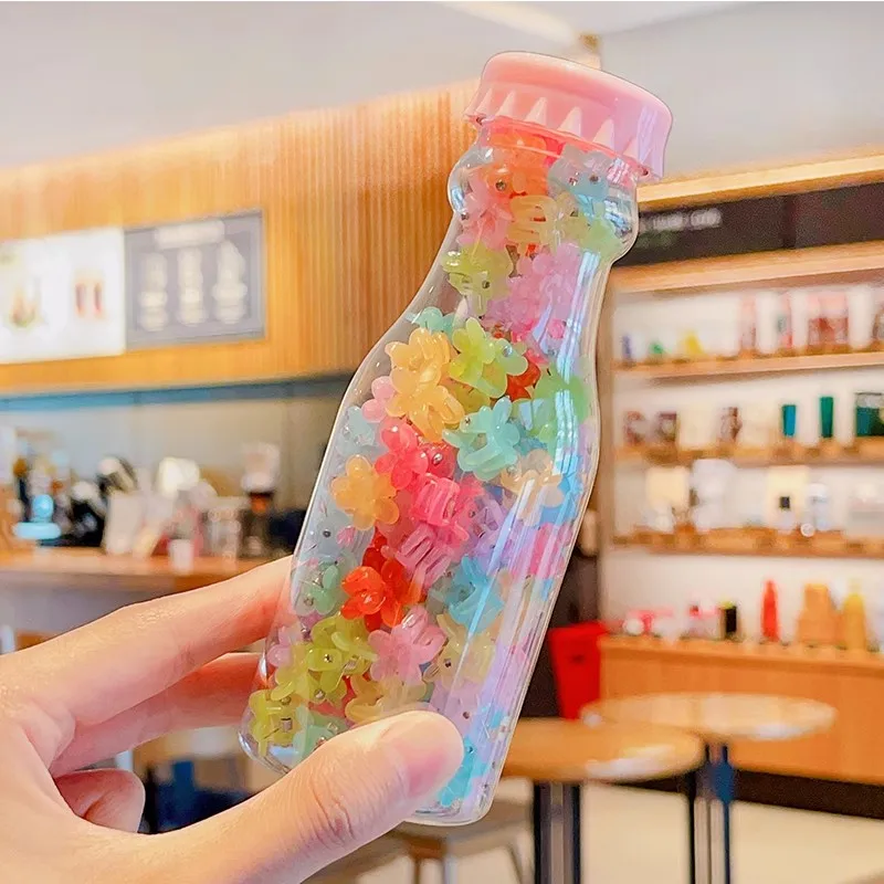 100 Teile/Flasche Mädchen Baby Nette Blume Herz Krone Kaninchen Mini Haar Klaue Kinder Schöne Farben Haar Clip Kinder Haar zubehör Set – Detail 7