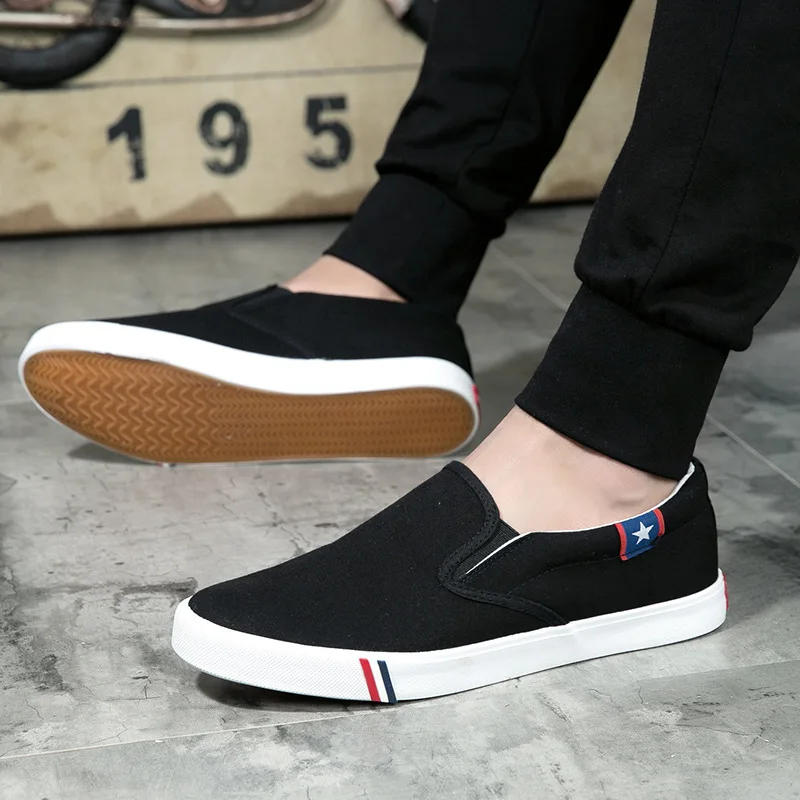 Denim Men's Canvas Shoes Slip-On Sneakers Male Flats Breathable Loafers for Men 2024 Summer Trainers Light Black Shoes Footwear 4