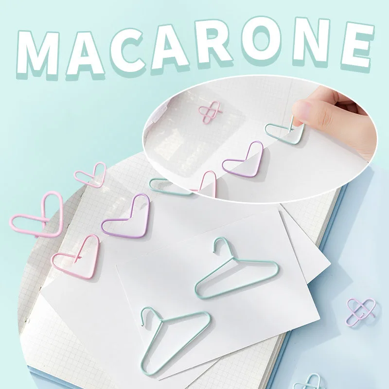 Paper Clips MOHAMM 20/50 PCS Macaron Colored Metal Paper Clips Box For Photo Album File Information Office School Supplies