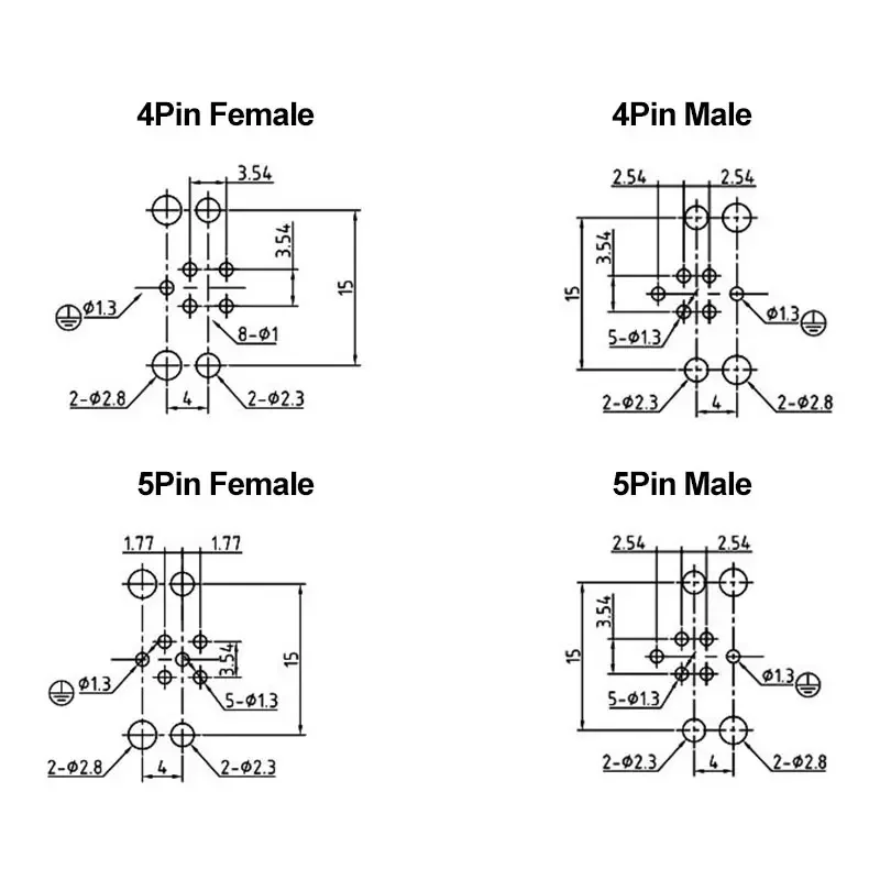 Conector M12 Macho De 4 Pines Recto Para Panel – Conexión Impermeable, Apto Para Aviación E Industria (código A, 0.5 Pies)