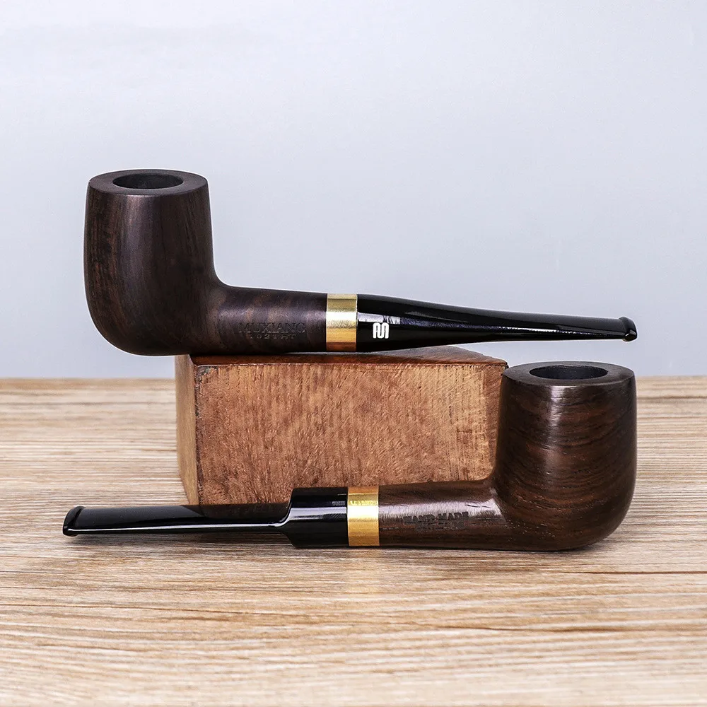 Ebony Wood Pipe Smoking Pipes Portable Smoking Pipe Herb Tobacco Pipes Grinder Smoke Gifts Black/Coffee 1Pc