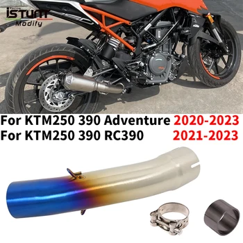 Motorcycle Exhaust Half Blue Mid Link Pipe Muffler For KTM DUKE 250 390 RC390 KTM250 KTM390 Adventure ADV 2020 2021 2022 2023