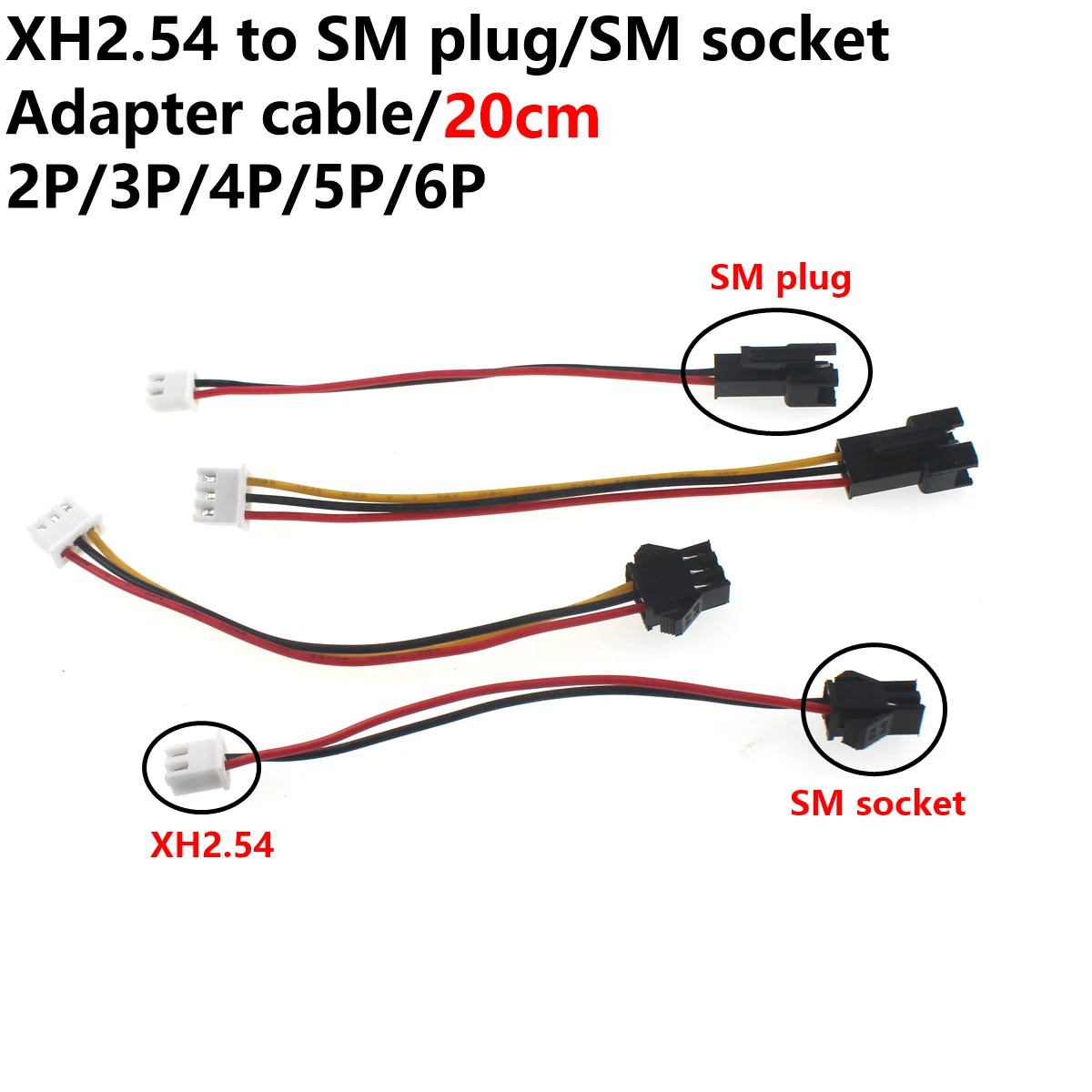 10PCS XH2.54 to SM plug/socket 20cm 2P/3P/4P/5P/6P adapter cable connection line car rv trailer connection cable trailer plug american 7 pin plug detector car end socket line detection 7 pin rv detector