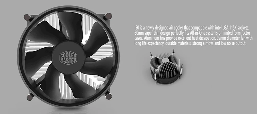 Cooler Master-Low Profile Air Cooler, i50C, CPU