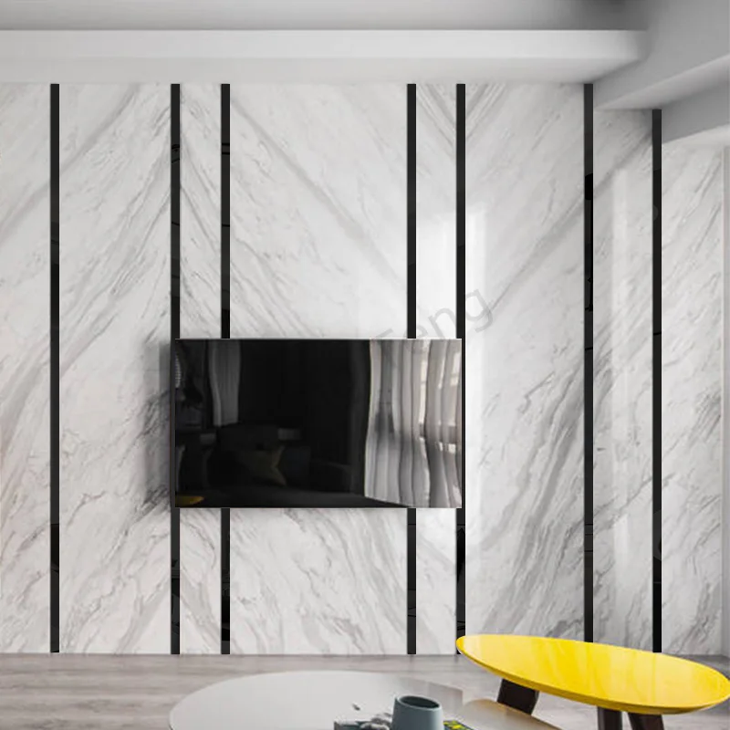 3D Mirror Wall Sticker 6 Colors DIY Acrylic Flat Decorative Lines Wall Ceiling Edge Strip Gold Living Room background Decoration wall sticker wall stickers